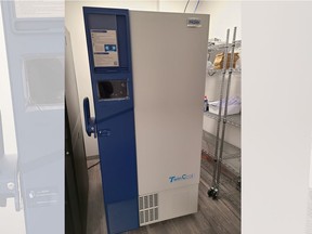 This freezer was donated to the Windsor-Essex County Health Unit by Chapman's Canada for the purpose of storing the COVID-19 Pfizer BioNTech vaccine.