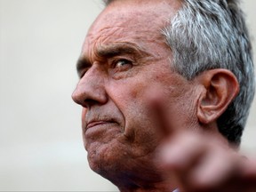 Attorney Robert F. Kennedy Jr. speaks to a crowd of supporters outside New York State Supreme Court after a hearing challenging the constitutionality of the New York State Legislature's repeal of the religious exemption to vaccination in Albany, N.Y., Aug. 14, 2019.