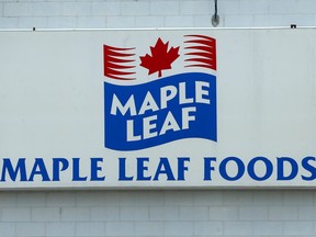 Maple Leaf Foods logo.