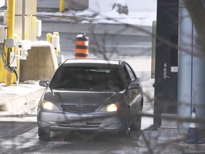 WINDSOR, ON. FEBRUARY 9, 2021 -  A vehicle in shown at an inspection booth at the Windsor/Detroit tunnel in Windsor, ON. on Tuesday, February 9, 2021, in Windsor, ON.