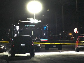 The Chatham-Kent police major crime unit is investigating a shooting in Chatham that occurred in the early evening of Tuesday, Jan. 26, 2021, on Harvey Street near Lacroix Street in Chatham, Ont. (Ellwood Shreve/Chatham Daily News)