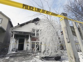 WINDSOR, ON. FEBRUARY 8, 2021 -  The scene of a fatal fire in the 400 block of Church St. is shown on Monday, February 8, 2021.
