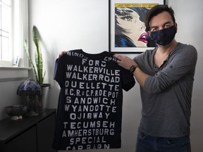 Windsor's history showcased in design, decor and fashion. Online business owner Stephen Hargreaves displays a T-shirt from his newly launched Haus of Windsor on Feb. 3, 2021.