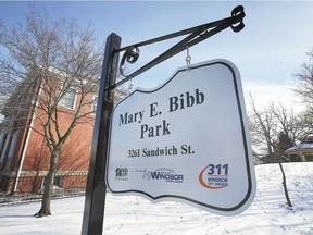 Honouring a local champion of the abolitionist movement, the City of Windsor has renamed a park in historic Old Sandwich to Mary E. Bibb Park, the new sign shown on Tuesday, Feb. 2, 2021.