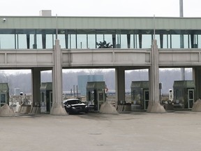 The Rainbow Bridge border crossing between Canada and the United States in Niagara Falls on March 19, 2020.