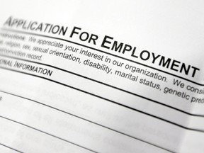 An employment application is shown in this file photo.