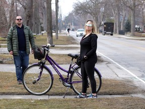 Extendthetrail group headed by Wes Bechard, left, and Lisa Lavack, would like to see the Ganatchio Trail extended from Lesperance Road to Manning Road along the south side of Riverside Drive in Tecumseh.