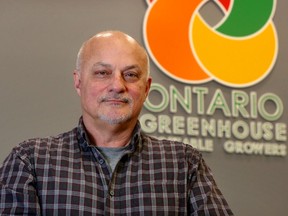 Joseph Sbrocchi, General Manager der Ontario Greenhouse Vegetable Growers, wird auf diesem Aktenfoto in seinem Büro in Leamington gezeigt.