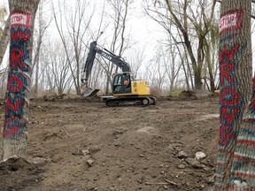 Excavators level a mountain bike park which was secretly built and maintained by area mountain bike enthusiasts in Little River Corridor Park in November 2017.