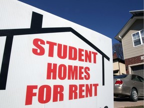 A rental sign targeting students in the 300 block of Rankin Avenue near the University of Windsor is shown Friday, March 5, 2021. City council has voted to begin a landlord licencing program.