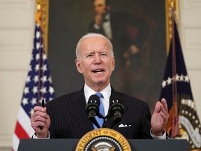 President Joe Biden speaks about the administration's response to the coronavirus pandemic at the White House in Washington, March 2, 2021.