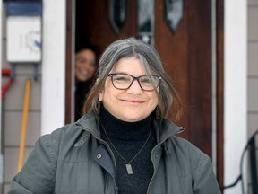 Author Elisa Sinnett outside her home in Windsor in February 2021. Her debut book, Detroit Fairy Tales, is available via Flexible Press on April 1.