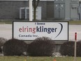 The exterior of the Elringklinger Canada Inc. factory in Leamington is shown on Sunday, March 28, 2021.