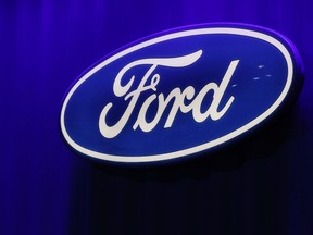 FILE PHOTO: The Ford logo seen at the North American International Auto Show in Detroit, Michigan, U.S., January 15, 2019.