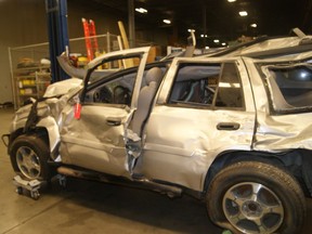 The wrecked 2007 Chevrolet Trailblazer that resulted in a lawsuit renewing a spotlight on General Motors Co's safety practices is seen in this undated handout photo in Marietta, Georgia, U.S.. Lance Cooper/Handout via REUTERS. NO RESALES. NO ARCHIVES THIS IMAGE HAS BEEN SUPPLIED BY A THIRD PARTY.