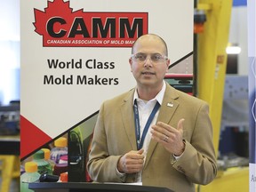 Border uncertainty costing local manufacturers 'hundreds of millions.' Jonathon Azzopardi, chair of the Canadian Association of Moldmakers, speaks during a news conference on Friday, March 19, 2021, at Cavalier Tool and Manufacturing Ltd. in Windsor.