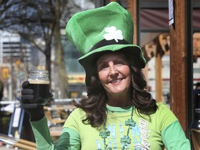 Nancy Holdsworth was decked out for St. Patrick's Day on the patio at The Bull and Barrel in Windsor on Wednesday, March 17, 2021.