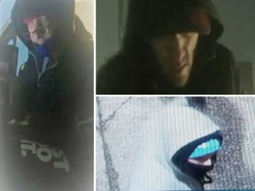 Surveillance camera images of suspects in a break-in at a business in the 5000 block of Walker Road on Feb. 18, 2021.