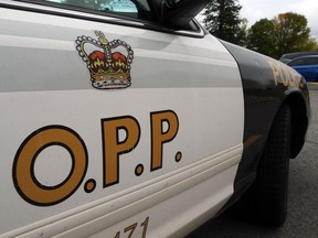 The door of an Essex County OPP vehicle.