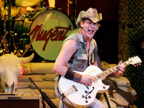 Ted Nugent performs at the House of Blues inside the Mandalay Bay Resort & Casino during his Uncle Ted Remember the Alamo tour July 30, 2005 in Las Vegas.