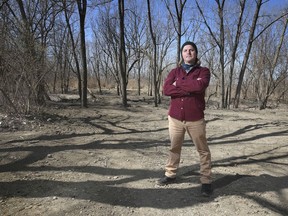 Bart Wnek is shown at the Little River Corridor Park in Windsor on Friday, April 2, 2021. The cycling enthusiast is speaking out against the city of Windsor who recently levelled an unofficial bike track in the area.