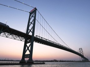 The Ambassador Bridge is shown on Saturday, April 3, 2021.