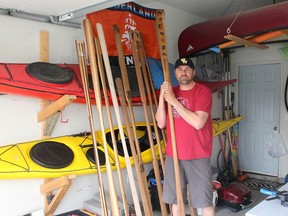 The COVID-19 pandemic has provided Jeff Phaneuf more time to work on his hobby of making homemade kayak paddles, which is attracting attention from people interested in buying them. Ellwood Shreve/Chatham Daily News/Postmedia Network
