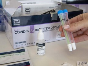 Covid-19 rapid test sevice kits at Humber River Hospital in Toronto on Nov. 24.