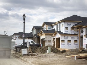 Homes being built on Clearwater Avenue in East Windsor are pictured on Wednesday, April 14, 2021.