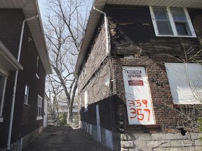 A boarded up house at 357-359 Indian Road in Windsor is shown on Friday, April 9, 2021.