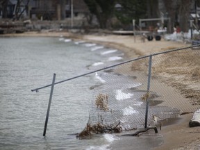 The Lake St. Clair shoreline at the base of Manning Road in Tecumseh is seen on Thursday, March 8, 2021.