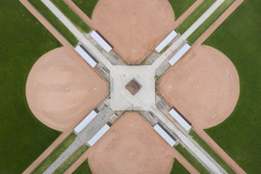 The baseball diamonds are empty at Mic Mac Park on Sunday, April 18, 2021.