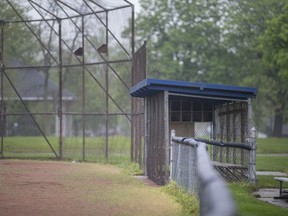 An empty and unused baseball diamond at Mic Mac Park is seen on Thursday, April 29, 2021.