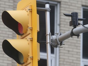 A traffic camera is shown in downtown Windsor on Wednesday, April 21, 2021.