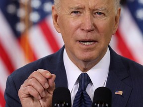 U.S. President Joe Biden speaks about his US$2-trillion infrastructure plan during an event in Pittsburgh, Pennsylvania, March 31, 2021.