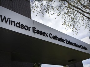 The Windsor-Essex Catholic District School Board offices are shown April 14, 2021.