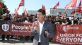 Unifor National President Jerry Dias is pictured in 2019 at a protest outside Nemak Plant on Ojibway Parkway in Windsor.