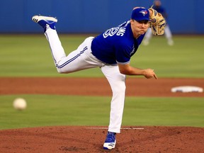 Blue Jays starting pitcher Ross Stripling delivers to the plate during a game against the Red Sox at TD Ballpark in Dunedin, Fla., on Wednesday, May 19, 2021.