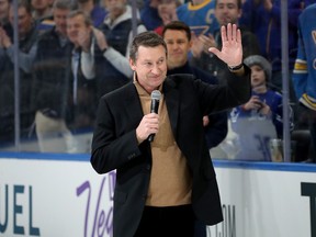 Wayne Gretzky addresses fans prior to the 2020 NHL All-Star Skills Competition at Enterprise Center on January 24, 2020 in St Louis, Missouri.