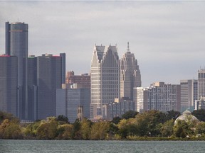 The Detroit skyline is shown from Windsor on September 30, 2020.
