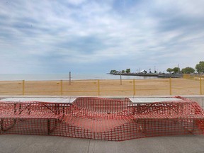 Temporary fencing and netting at the Town of Lakeshore's West Beach on May 16, 2021.