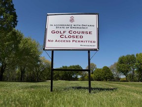 A sign at Beach Grove Golf and Country Club in Tecumseh on May 13, 2021.