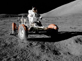 FILE PHOTO: NASA astronaut Eugene A. Cernan makes a short checkout of the lunar rover during the early part of the first Apollo 17 extravehicular activity at the Taurus-Littrow landing site in this NASA handout picture taken forty years ago today, December 11, 1972, and released December 11, 2012. This photograph was taken by scientist-astronaut Harrison H. Schmitt, lunar module pilot.