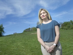 Kim Willis, Director of Communications & Mental Health Promotion at the Canadian Mental Health Association - Windsor Essex County, is pictured at the base of what's known locally as Suicide Hill, on Tuesday, May 18, 2021.
