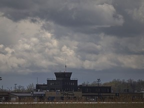 The air traffic control tower at Windsor International Airport is seen on Thursday, April 15, 2021.