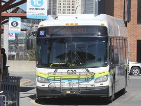 A Transit Windsor bus is shown in downtown Windsor, March 2, 2021.