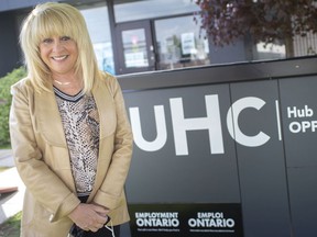 CEO June Muir, announces the branding change of the Unemployed Help Centre to UHC — Hub of Opportunities at a press conference on Friday, May 7, 2021.