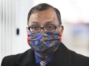 A masked Windsor-Essex Medical Officer of Health Dr. Wajid Ahmed is shown on March 3, 2021, at the vaccination clinic set up at the WFCU Centre in Windsor.