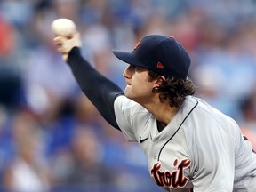 Starting pitcher Casey Mize of the Detroit Tigers pitches during the 1st inning of the game against the Kansas City Royals at Kauffman Stadium on June 15, 2021 in Kansas City, Missouri.