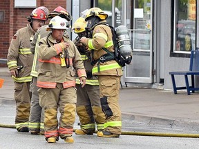 A provincial hazmat team, along with Chatham-Kent fire and emergency crews, hold the scene Friday, June 4, 2021, in downtown Wheatley, Ont., due to a hydrogen sulphide gas leak that started Wednesday, June 2, 2021. (Handout)